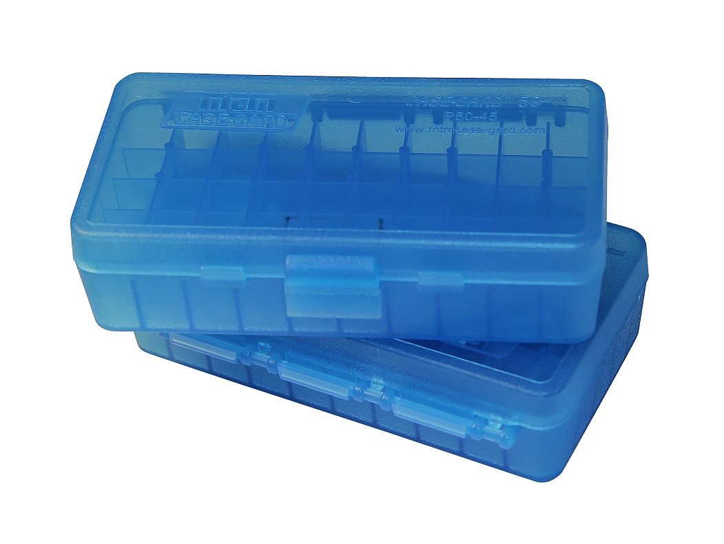 MTM P50-44 Flip-Top Ammo Box CLEAR BLUE content 50